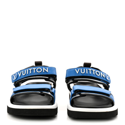 Louis Vuitton Calfskin Monogram Pool Pillow Flat Comfort Sandals 38 Blue 3 of 11