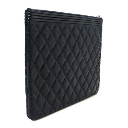 Chanel Caviar Quilted Medium Boy Cosmetic Case Navy 3 of 8
