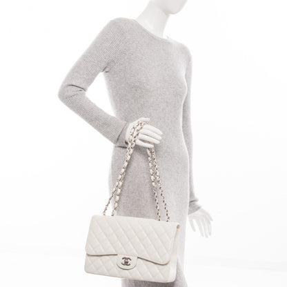 Chanel Caviar Quilted Jumbo Single Flap White 2 of 8