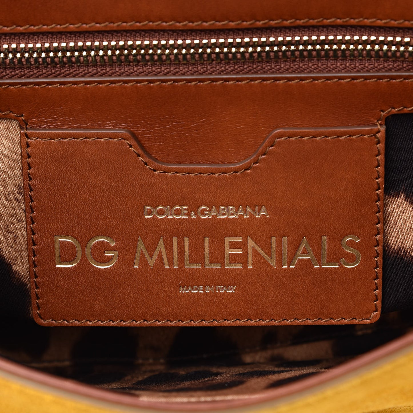 Suede DG Millennials Shoulder Bag Ocra Cuoio