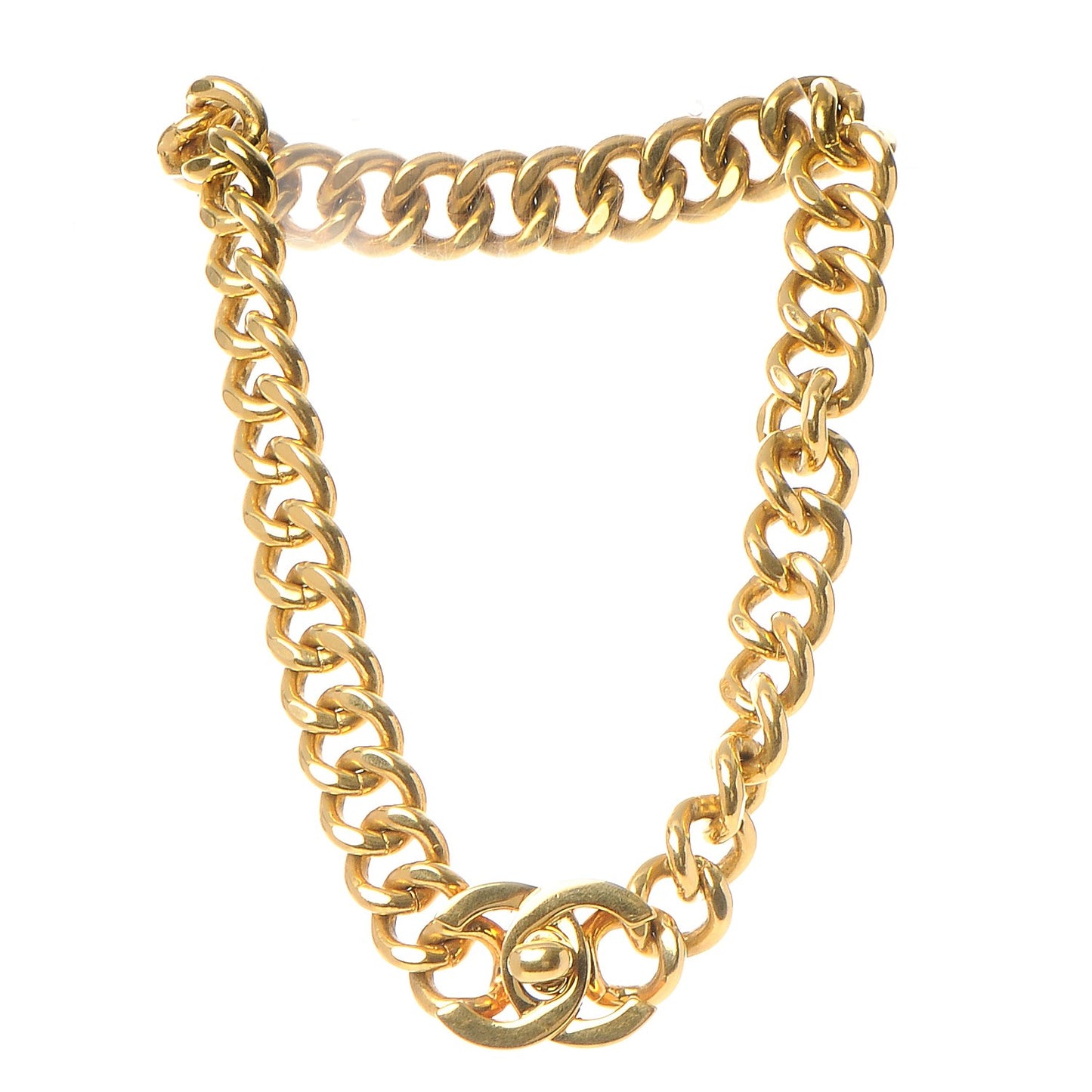 Chain Link CC Choker Necklace Gold