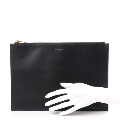 Saint Laurent Calfskin Zipped Clutch Black 2 of 12