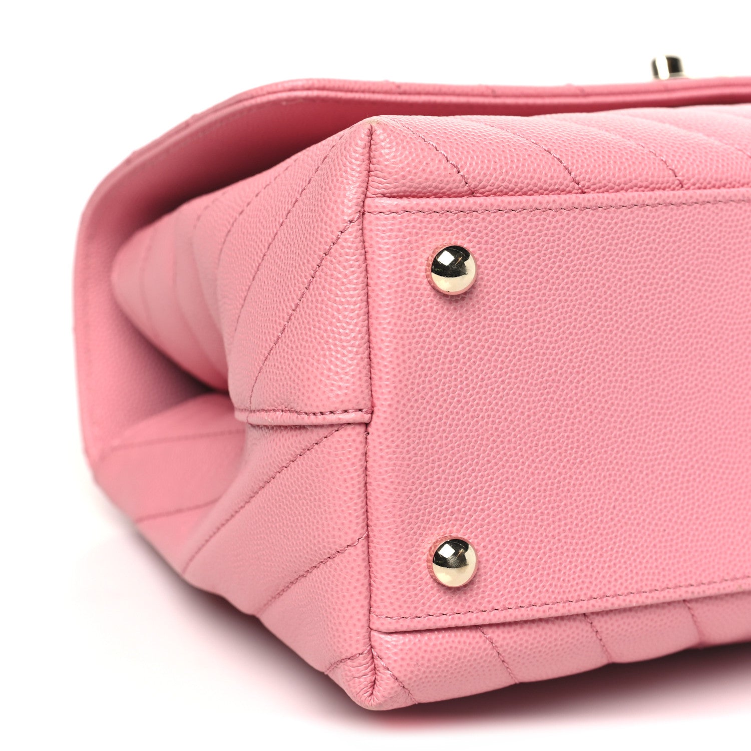 Chanel Caviar Chevron Quilted Small Coco Handle Flap Pink 9 of 10