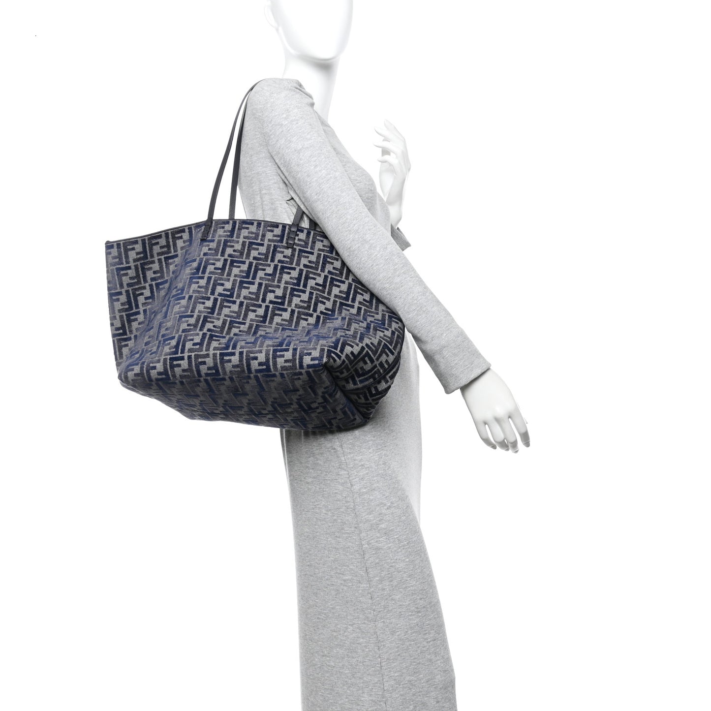 Chenille Vitello Santa Barbara FF Large Roll Reversible Shopping Tote Grigio Notte Flamingo