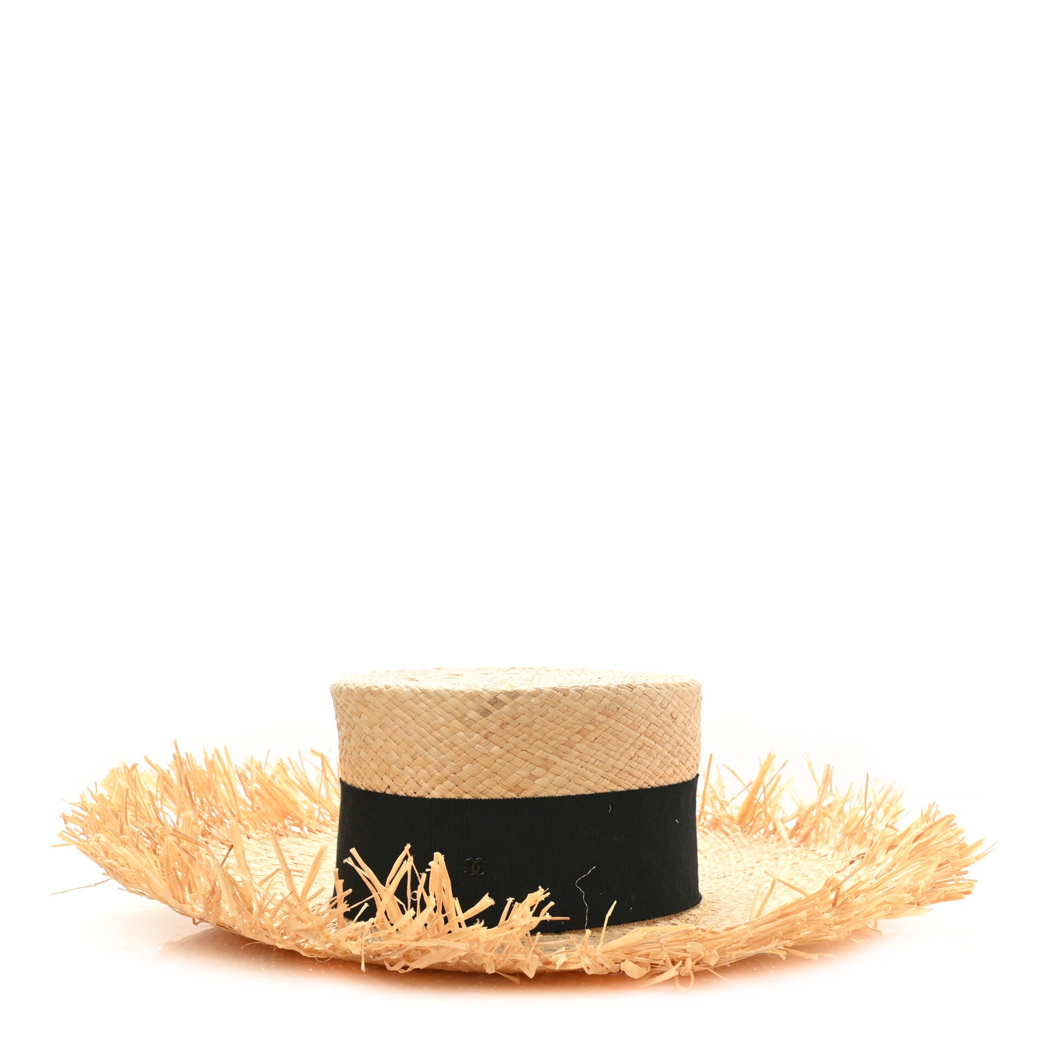 Chanel Raffia Wide Brimmed Hat L Beige Black 1 of 9