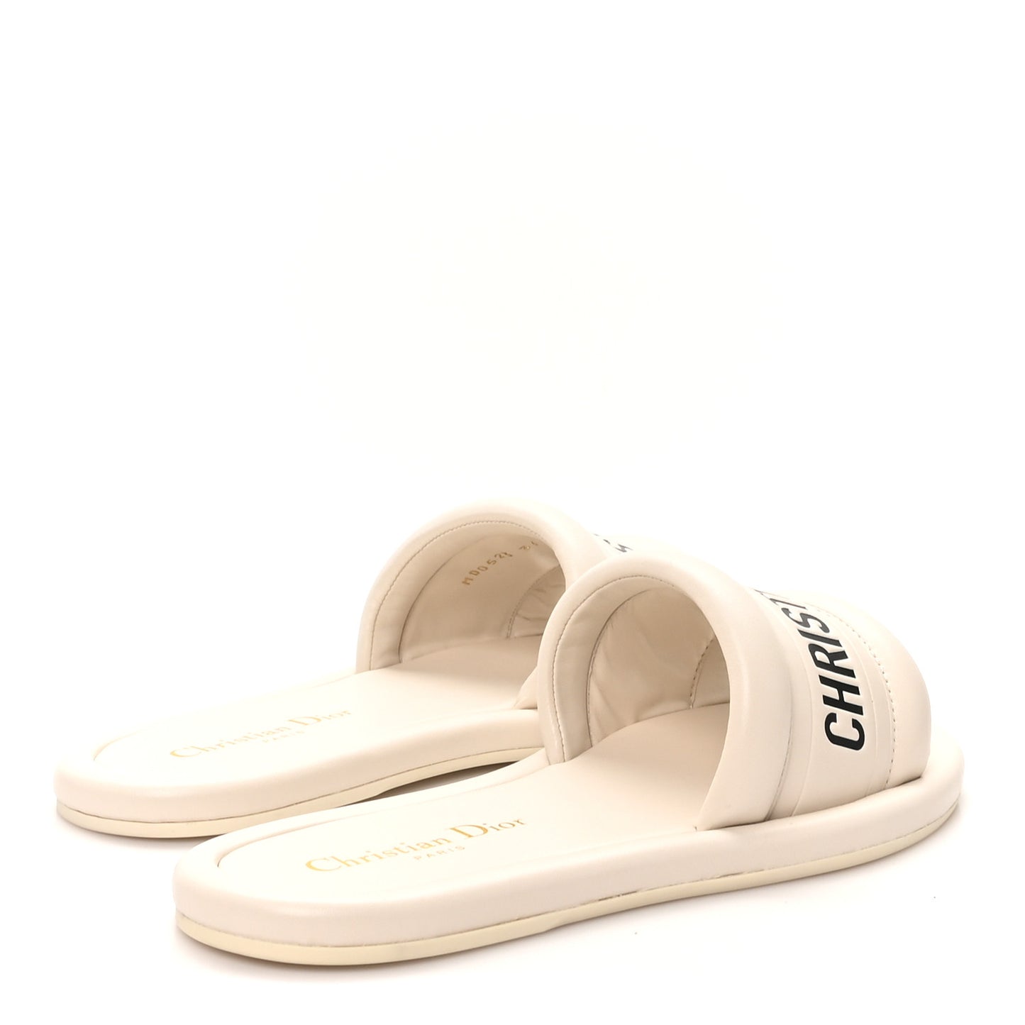 Lambskin Embossed Every-D Flat Slide Sandals 36 Off White