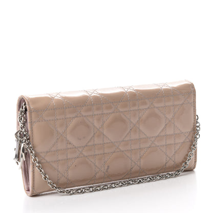 Christian Dior Patent Cannage Rendezvous Chain Wallet Beige 3 of 14