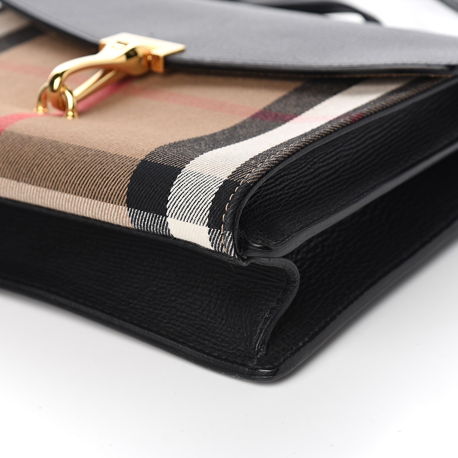 Burberry Derby Calfskin House Check Small Macken Crossbody Bag Black 10 of 11