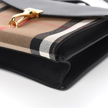 Burberry Derby Calfskin House Check Small Macken Crossbody Bag Black 10 of 11