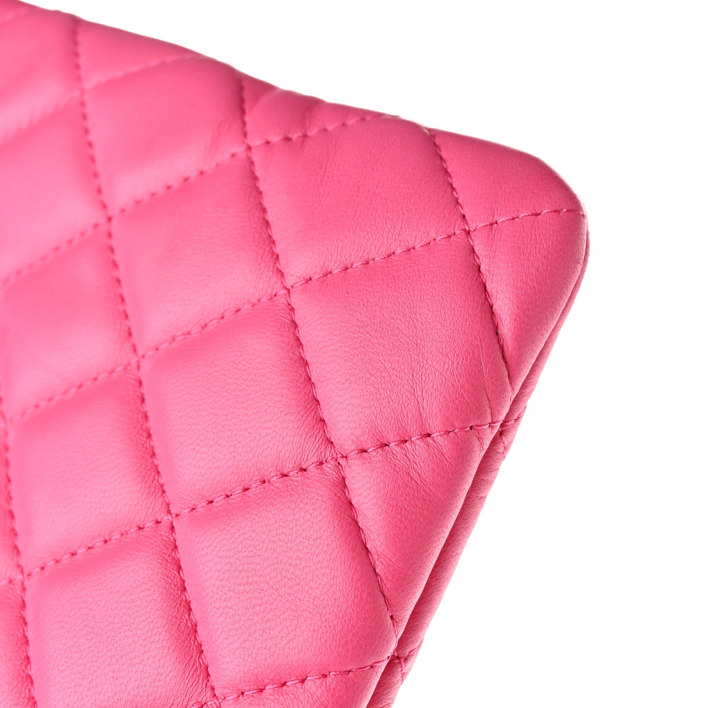 Lambskin Quilted Medium Cosmetic Case Dark Pink