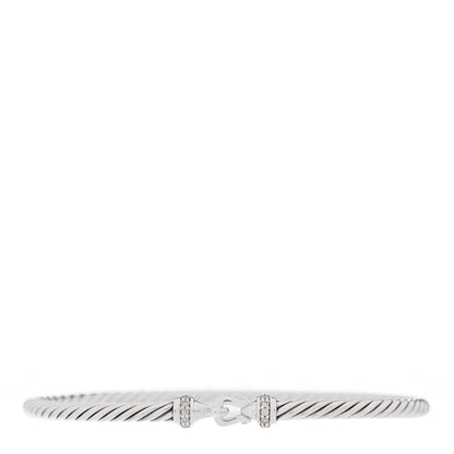 David Yurman Sterling Silver Diamond 3mm Cable Buckle Bracelet 1 of 3