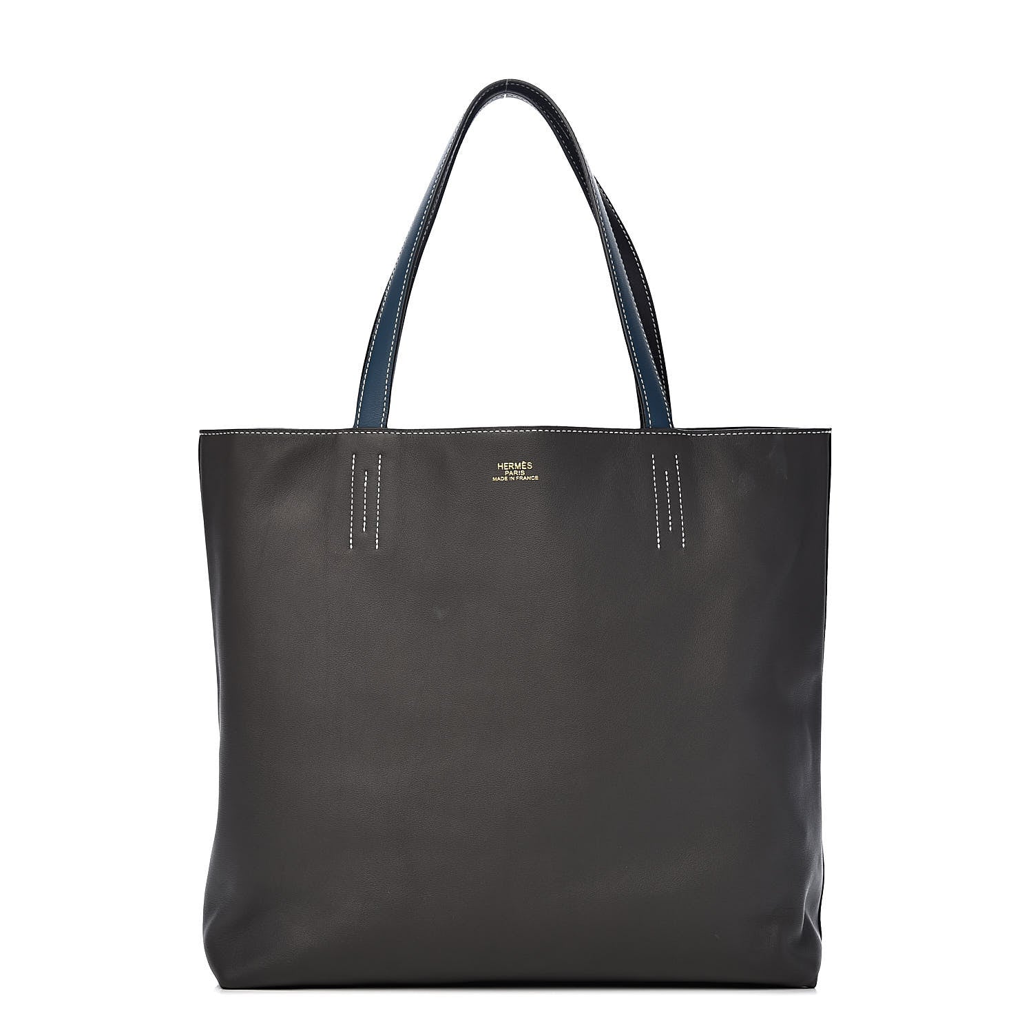 Hermes Veau Sikkim Double Sens 36 Reversible Tote Graphite Black Bleu Thalassa 1 of 19