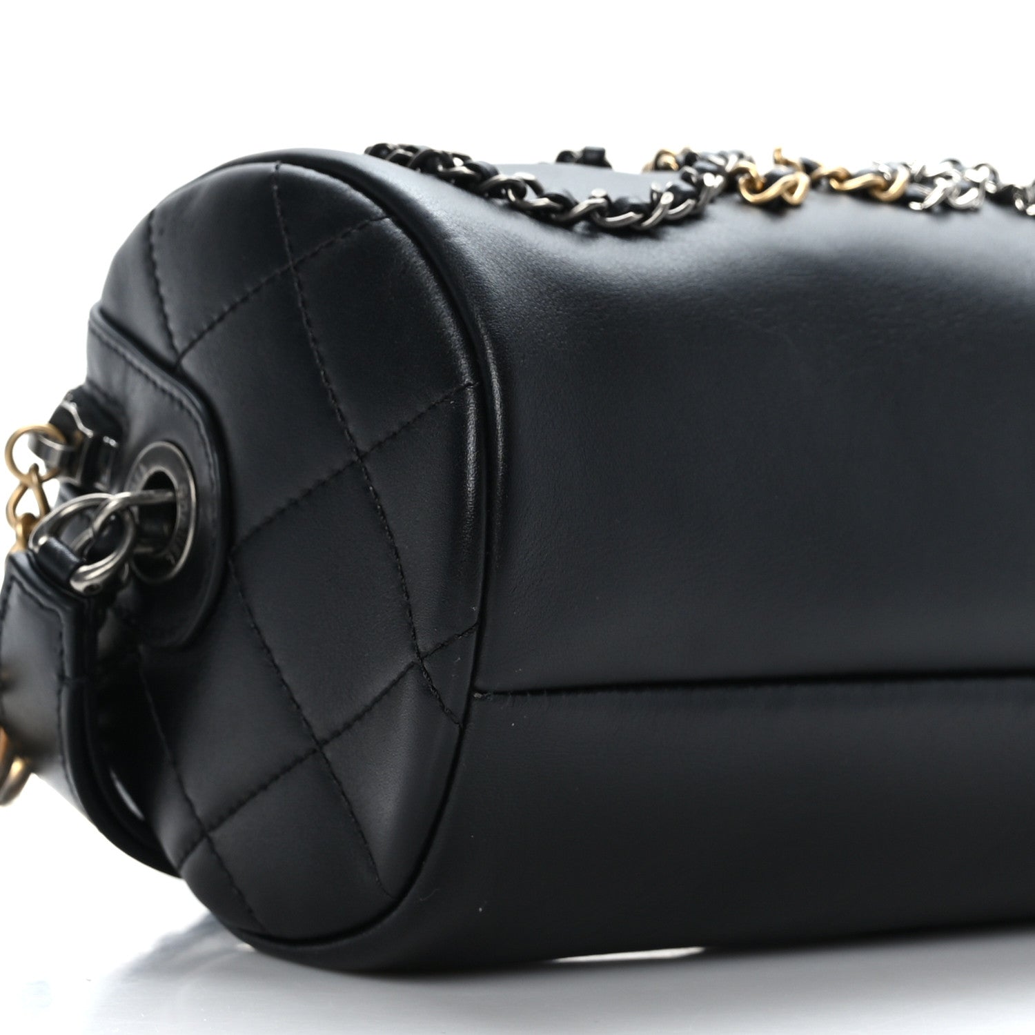 Chanel Metallic Lambskin Signe Bowling Bag Black 8 of 9