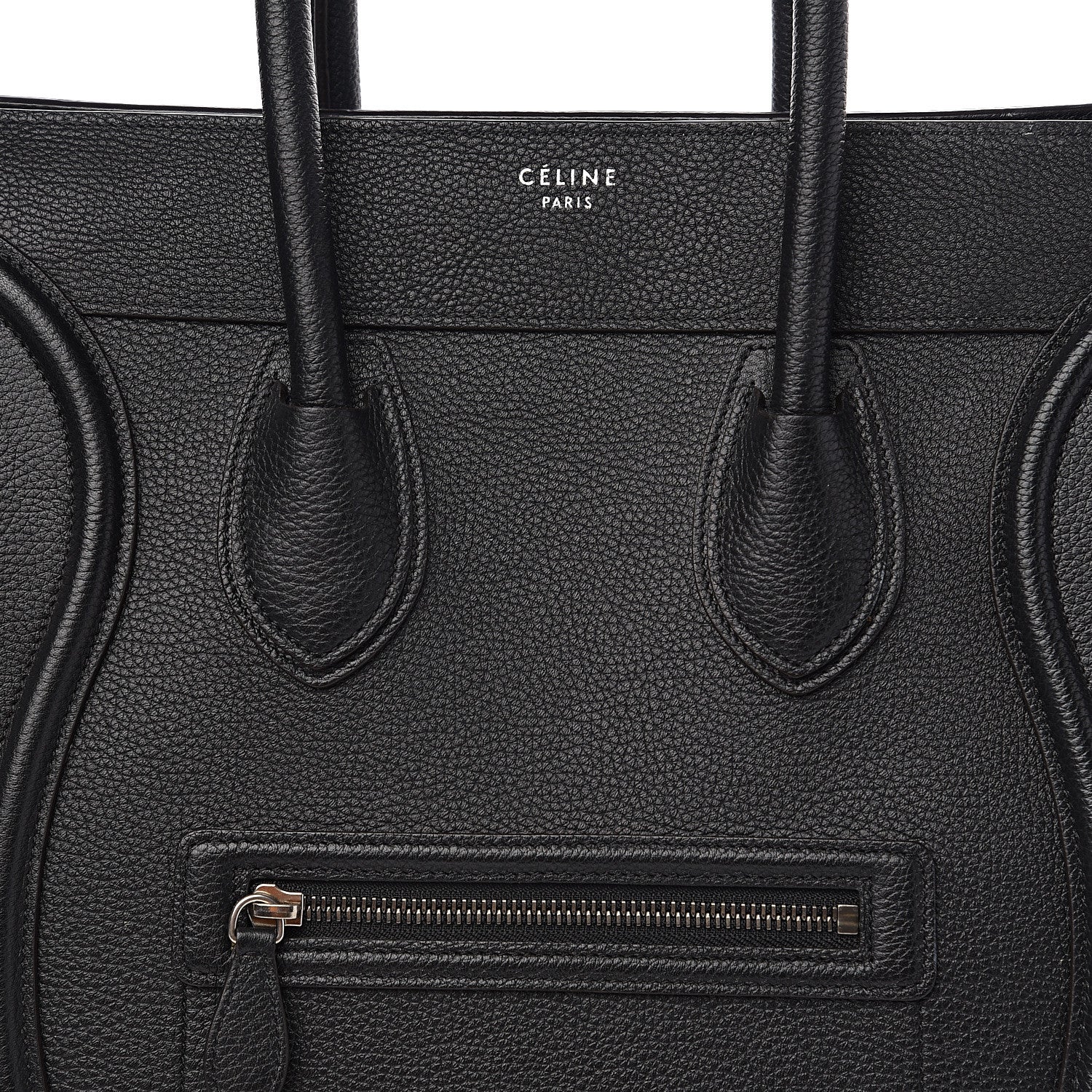 Celine Drummed Calfskin Mini Luggage Black 6 of 10