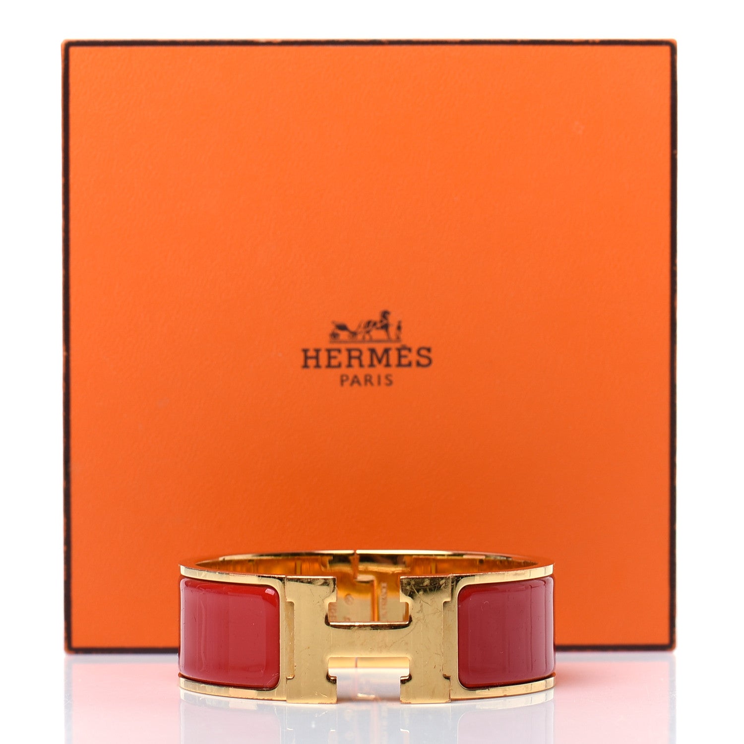 Hermes Enamel Wide Clic Clac H Bracelet PM Red 5 of 5