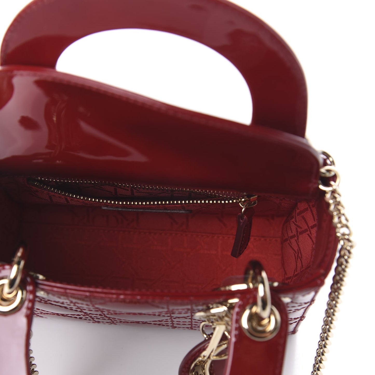 Patent Cannage Mini Lady Dior Red