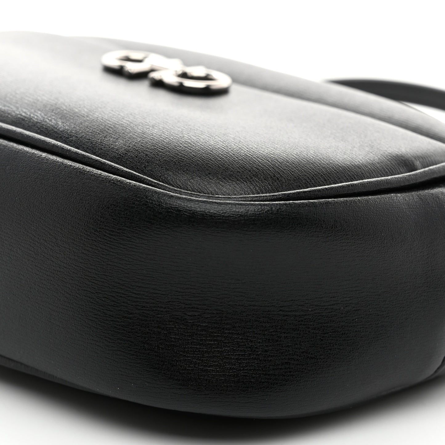 Calfskin Gancini Camera Crossbody Bag Black