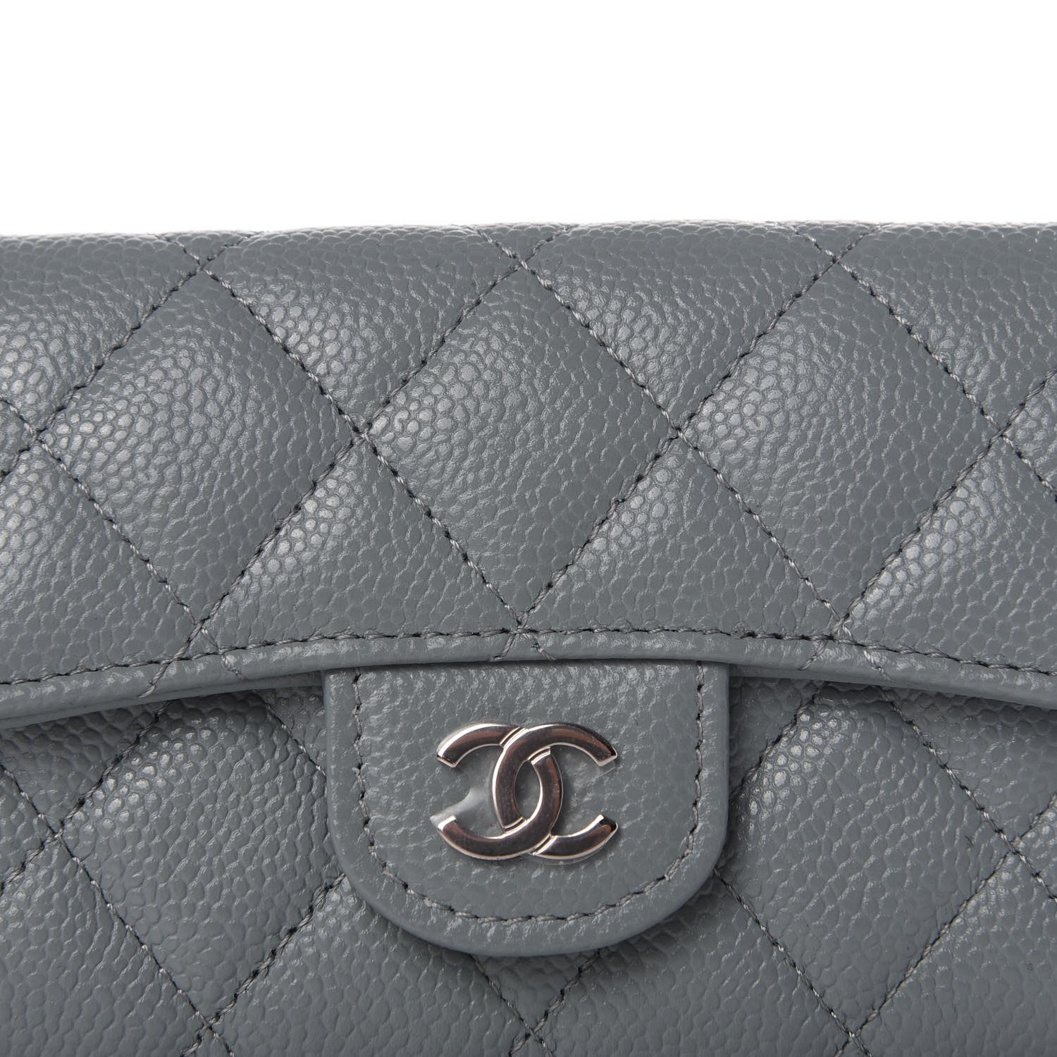 Chanel Caviar Quilted Flap Card Holder Wallet Dark Grey 8 of 8