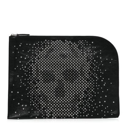 Alexander McQueen Calfskin Studded Skull Zipped Pouch Black 1 of 8
