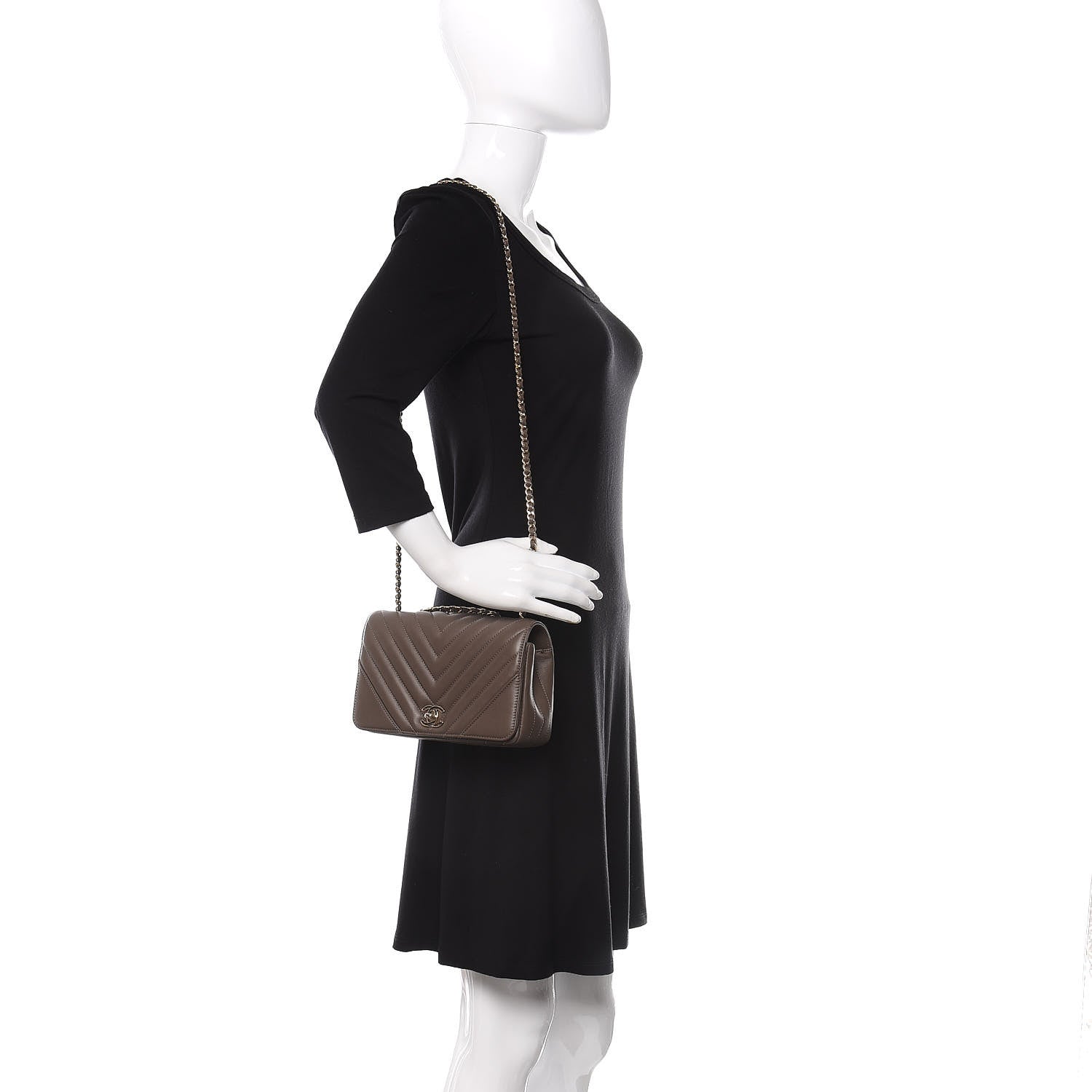Chanel Calfskin Chevron Quilted Small Statement Flap Khaki 2 of 11