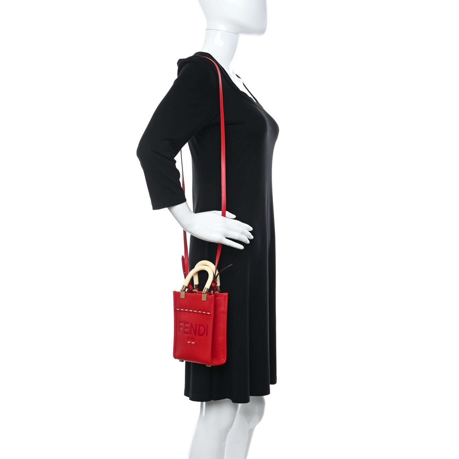 Fendi Vitello King Plexiglass Mini Fendi Sunshine Shopper Tote Fuoco 2 of 10