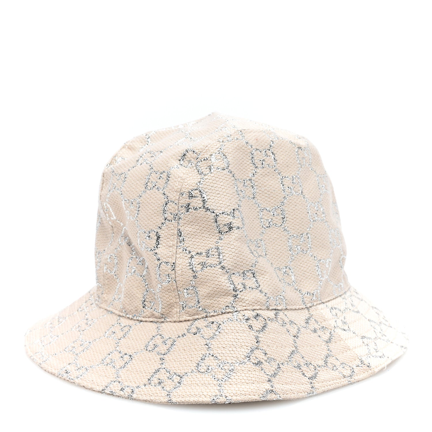 Gucci Canvas Lame GG Monogram Bucket Hat S Silver 3 of 7