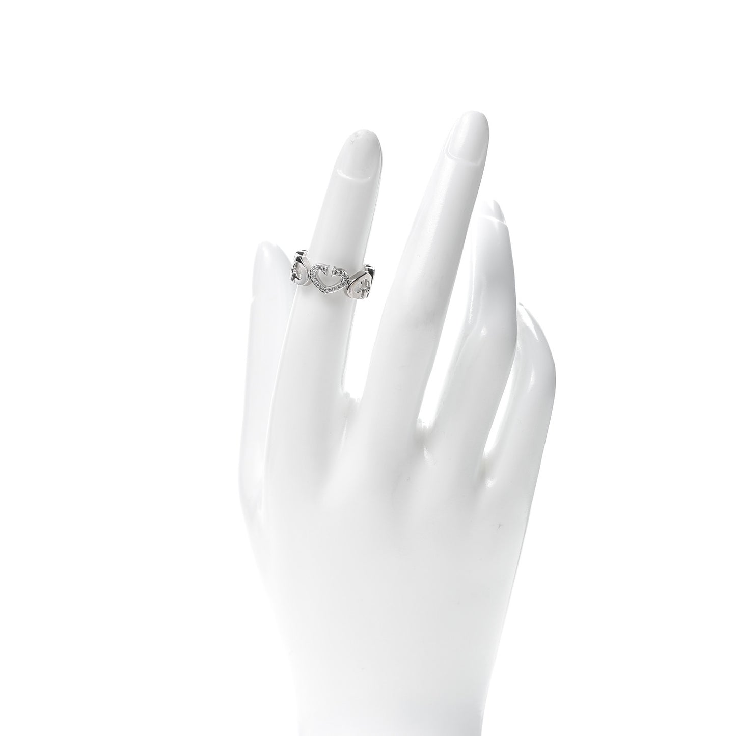 18K White Gold Diamond Hearts and Symbols Ring 48 4.5