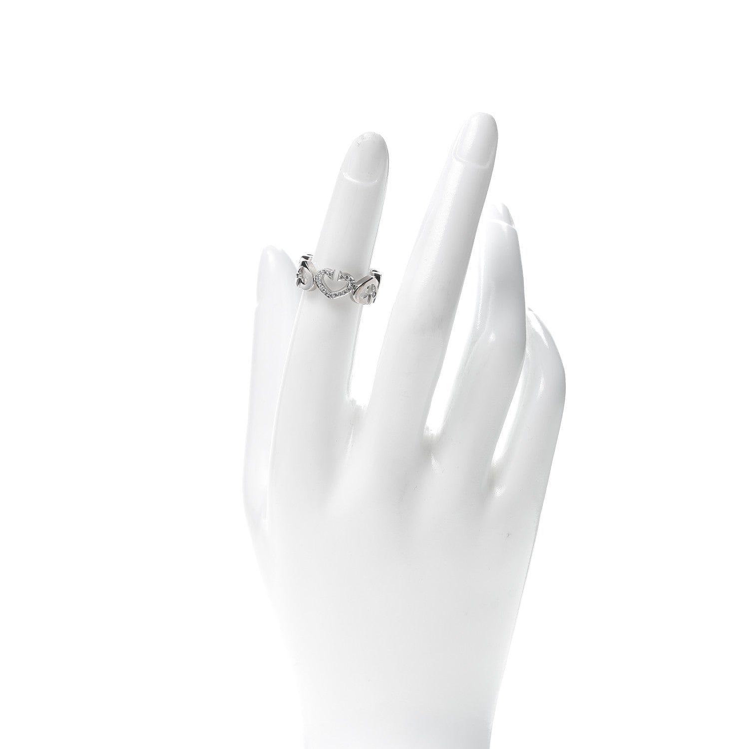 Cartier 18K White Gold Diamond Hearts and Symbols Ring 48 4.5 2 of 5