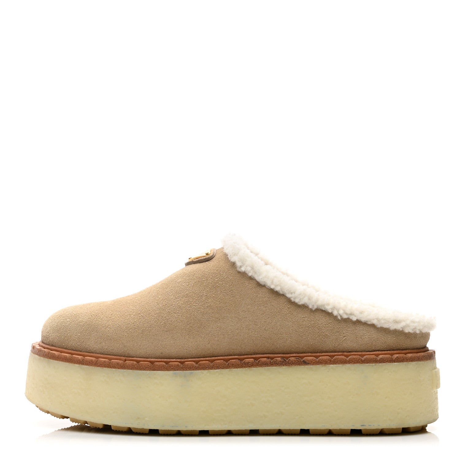 Prada Shearling Suede Scamosciato Evolve Mules 36.5 Ecru 1 of 9