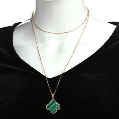 Van Cleef & Arpels 18K Yellow Gold Malachite Magic Alhambra Pendant Necklace 3 of 9