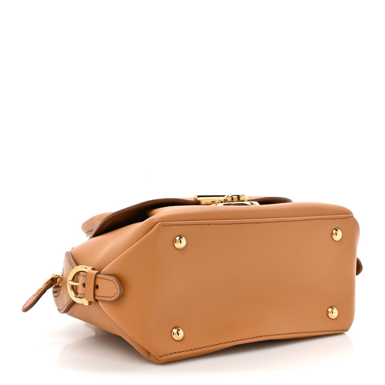 Salvatore Ferragamo Calfskin Small Fiamma Bag Brown 4 of 9