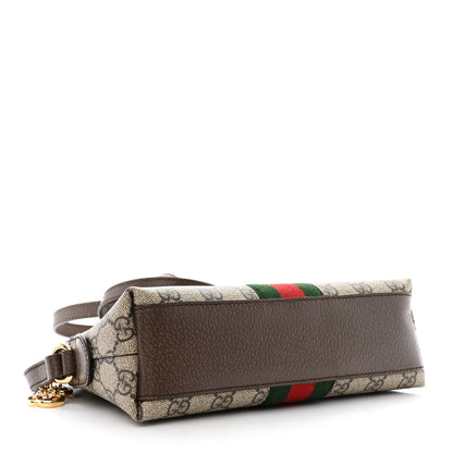 Gucci GG Supreme Monogram Textured Dollar Calfskin Web Small Ophidia Dome Shoulder Bag Beige Ebony New Acero 4 of 11