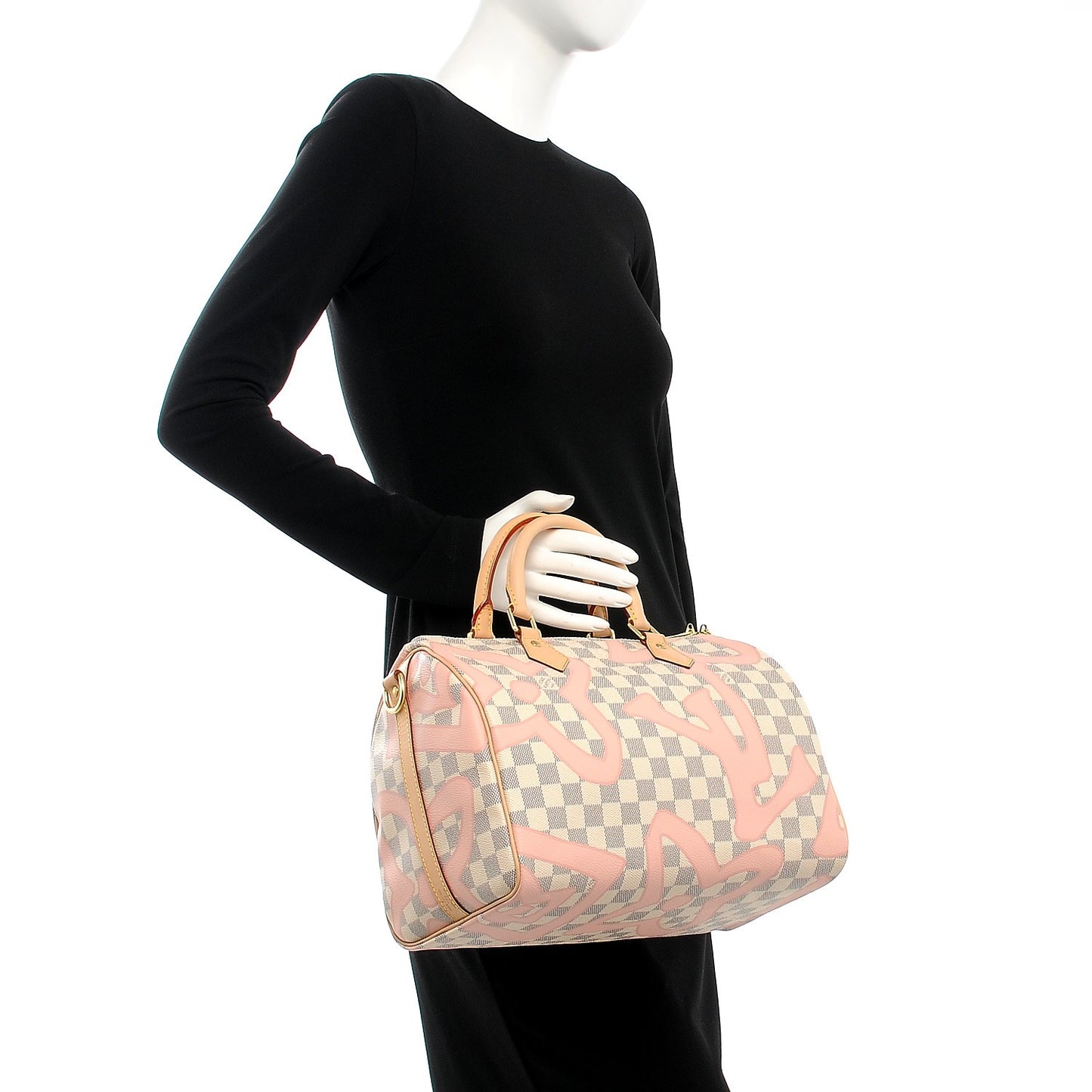 Damier Azur Tahitienne Speedy Bandouliere 30 Rose Ballerine