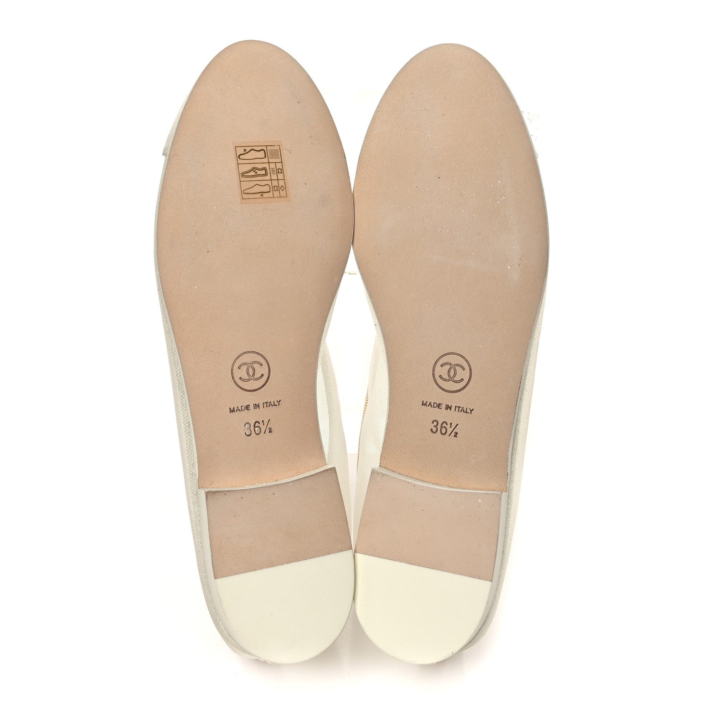 Mesh Grosgrain Cap Toe Ballerina Flats 36.5 Ivory