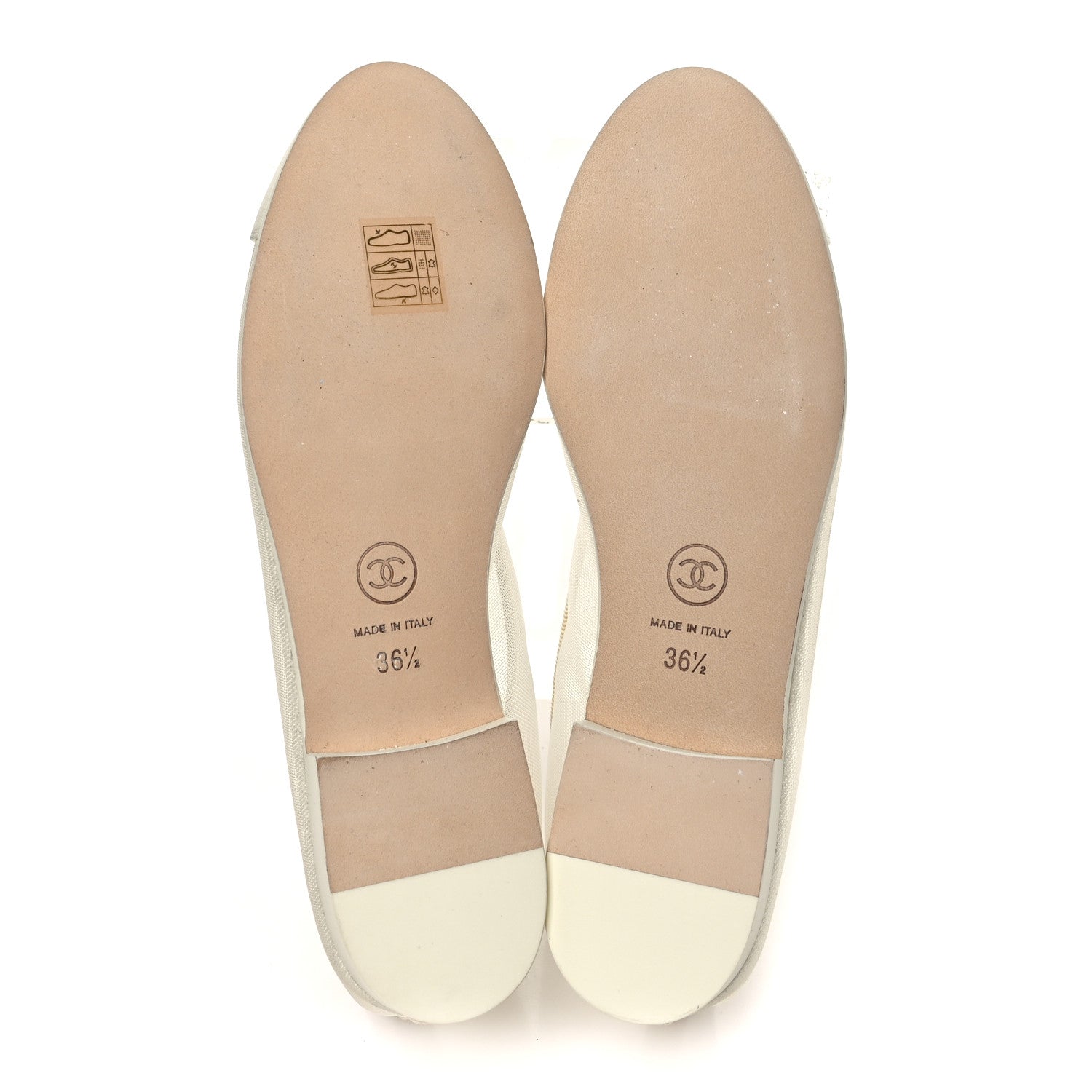 Chanel Mesh Grosgrain Cap Toe Ballerina Flats 36.5 Ivory 6 of 9