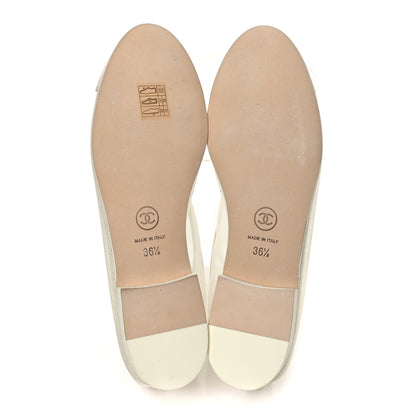 Chanel Mesh Grosgrain Cap Toe Ballerina Flats 36.5 Ivory 6 of 9