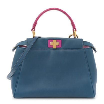 Fendi Nappa Colorblock Mini Peekaboo Iconic Satchel Iris Magenta Bubblegum 1 of 12