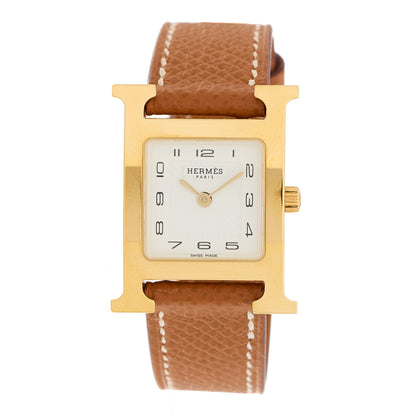 Hermes Stainless Steel Epsom 17.2mm Heure H Hour Quartz Watch Gold 1 of 5