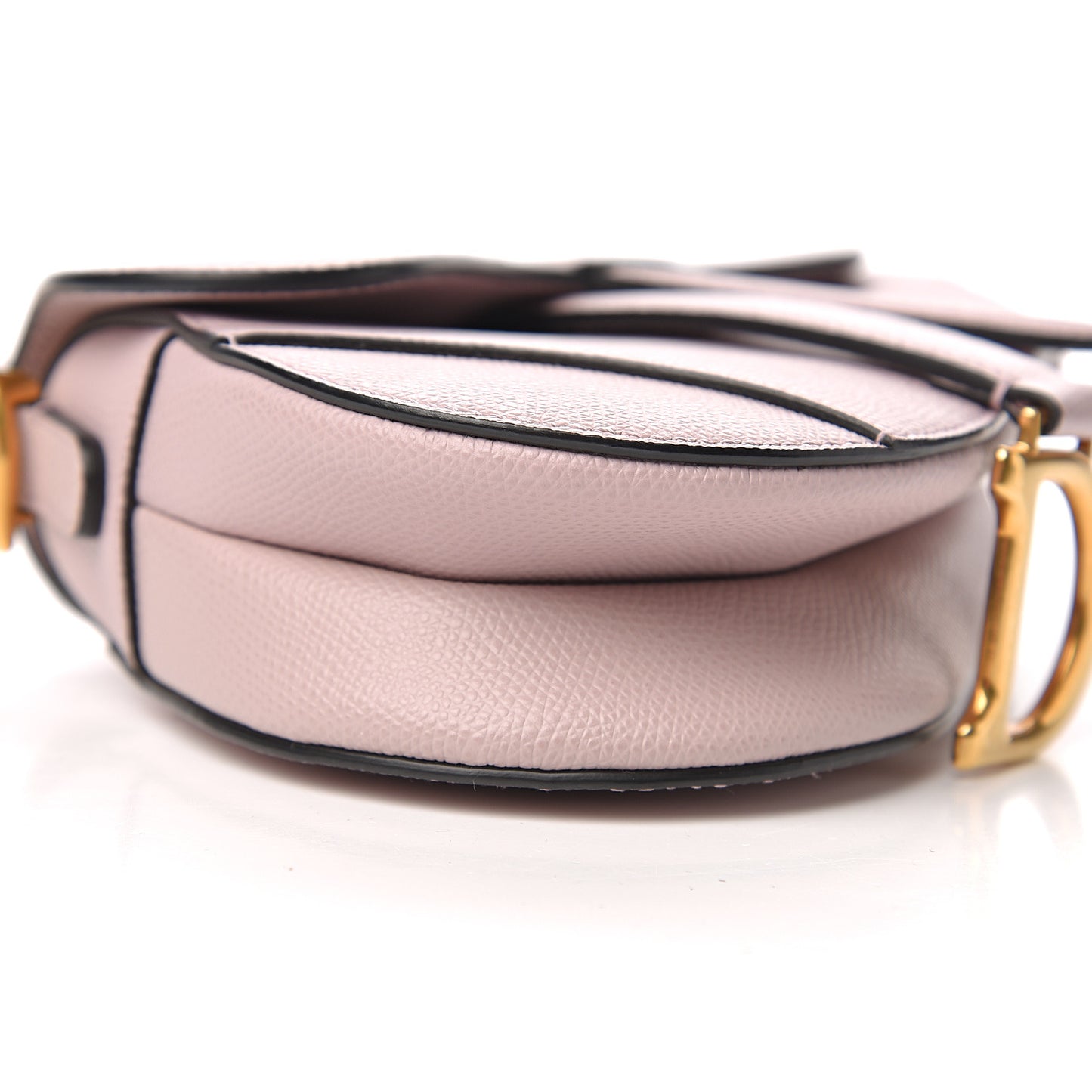 Grained Calfskin Mini Saddle Bag Light Pink
