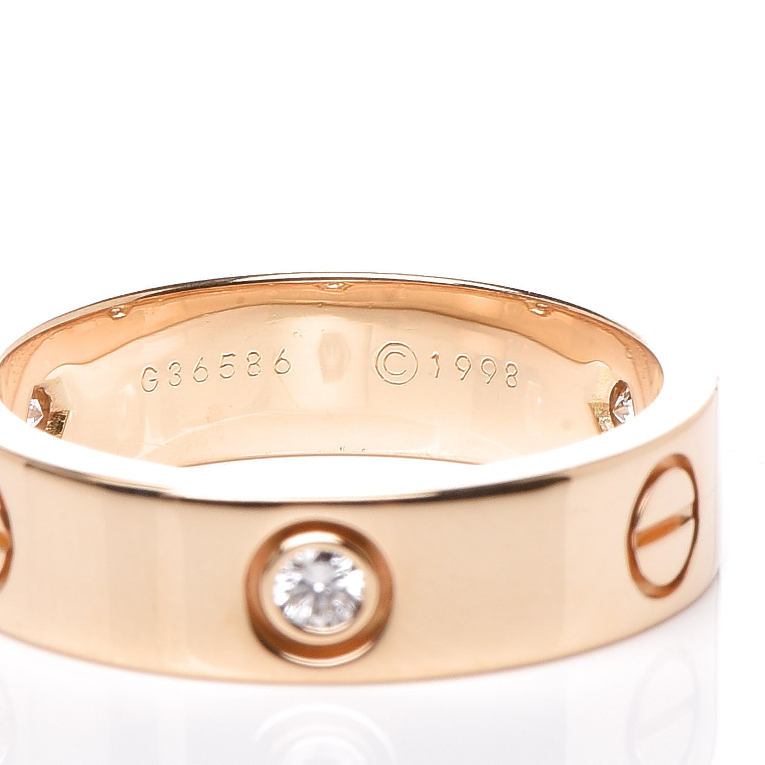 Cartier 18K Yellow Gold 3 Diamond 5.5mm LOVE Ring 58 8.25 4 of 5