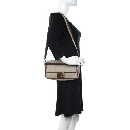 Fendi Sardinian Jacquard Vitello King FF 1974 Embroidered Baguette Corda Praline 2 of 11
