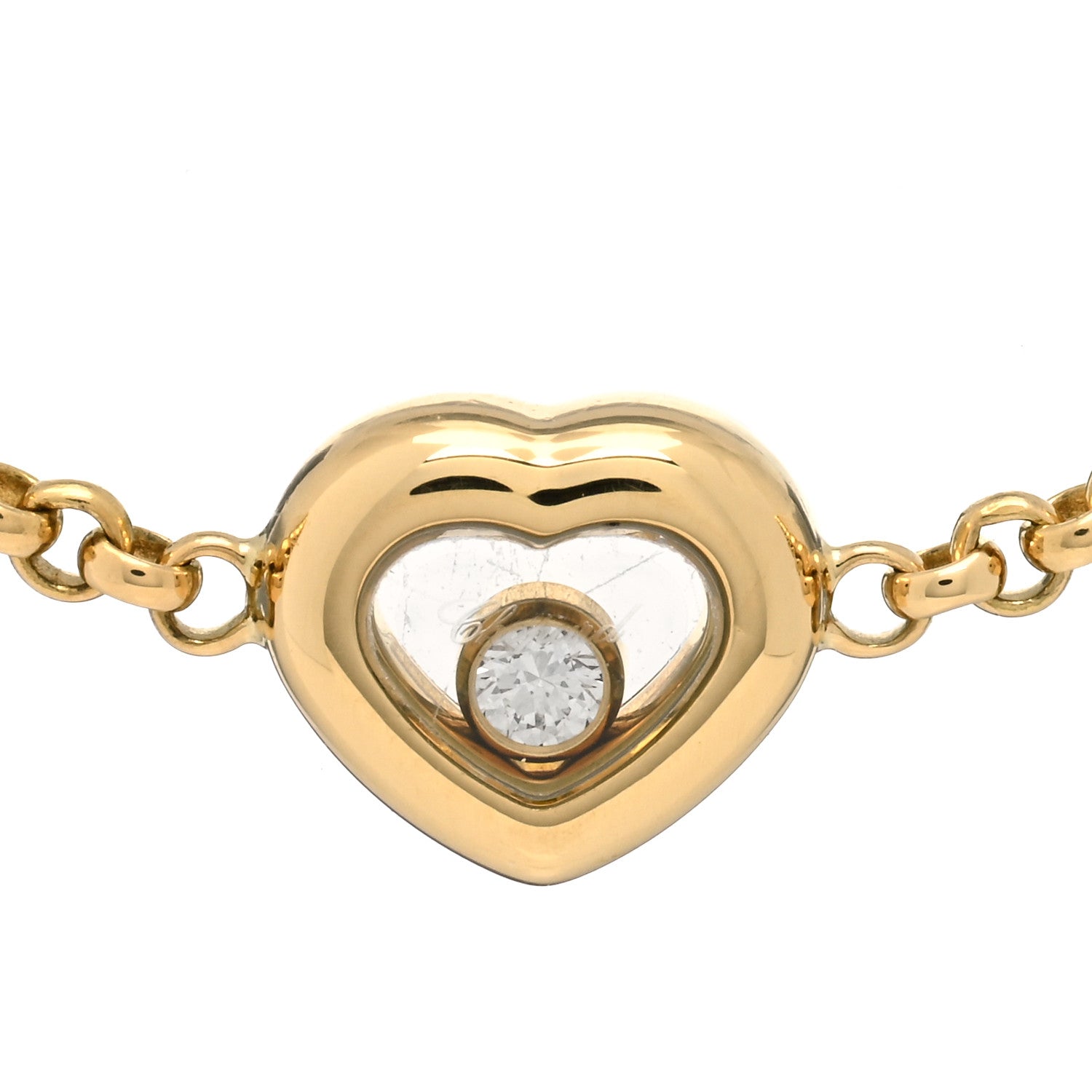 Chopard 18K Yellow Gold Diamond Happy Hearts Chain Bracelet 4 of 4