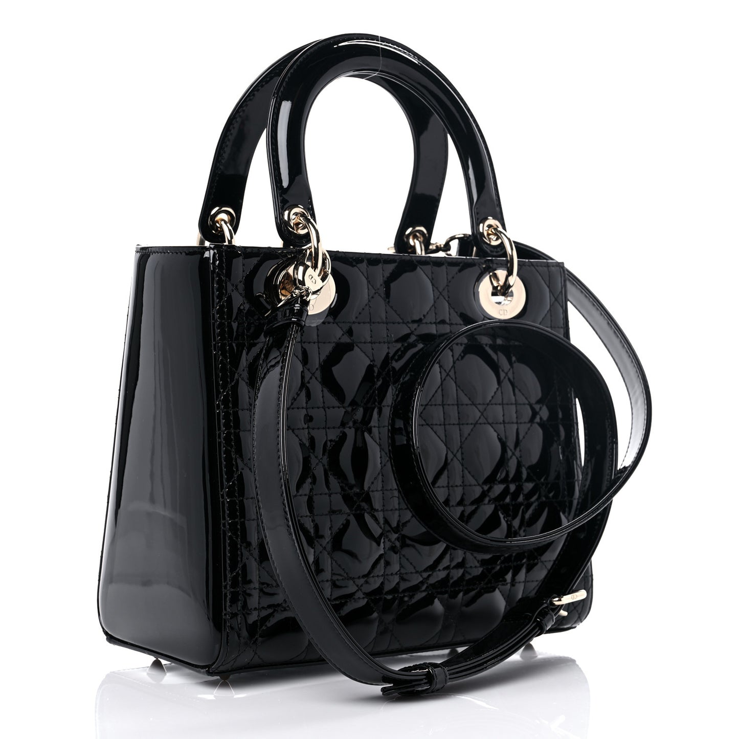 Patent Cannage Medium Lady Dior Black