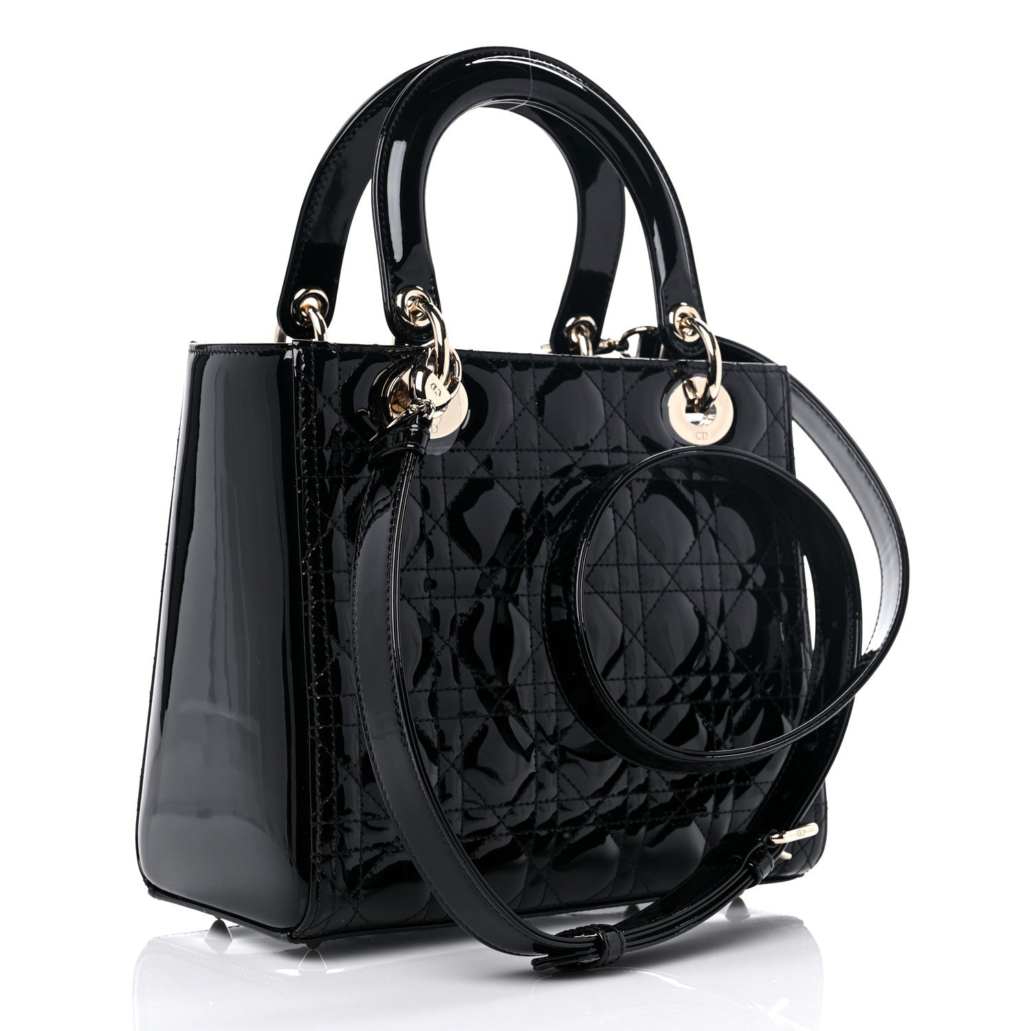Christian Dior Patent Cannage Medium Lady Dior Black 3 of 7