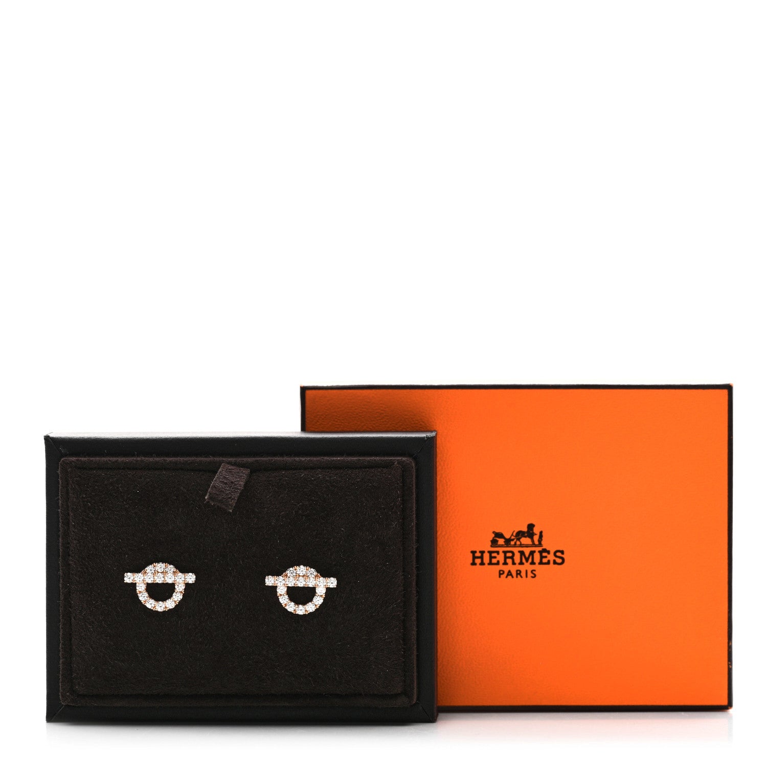 Hermes 18K Rose Gold Diamond Finesse Earrings 5 of 5