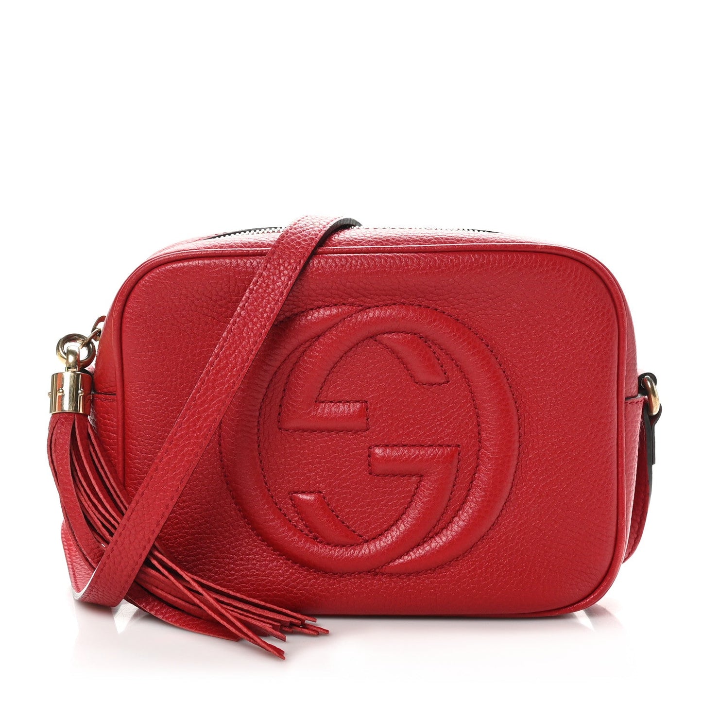 Pebbled Calfskin Small Soho Disco Bag Vibrant Red