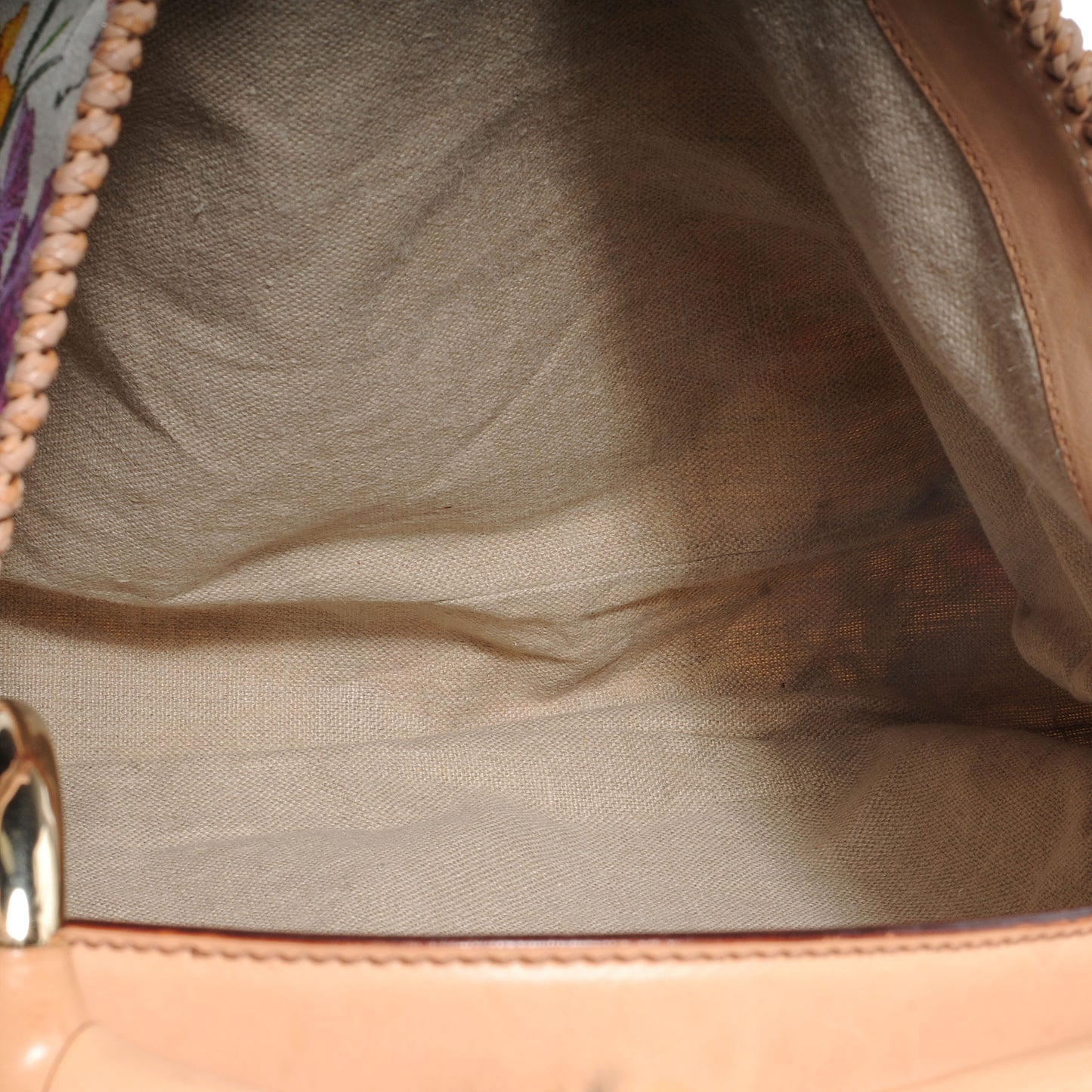 Canvas Flora Floral Large Horsebit Chain Hobo White