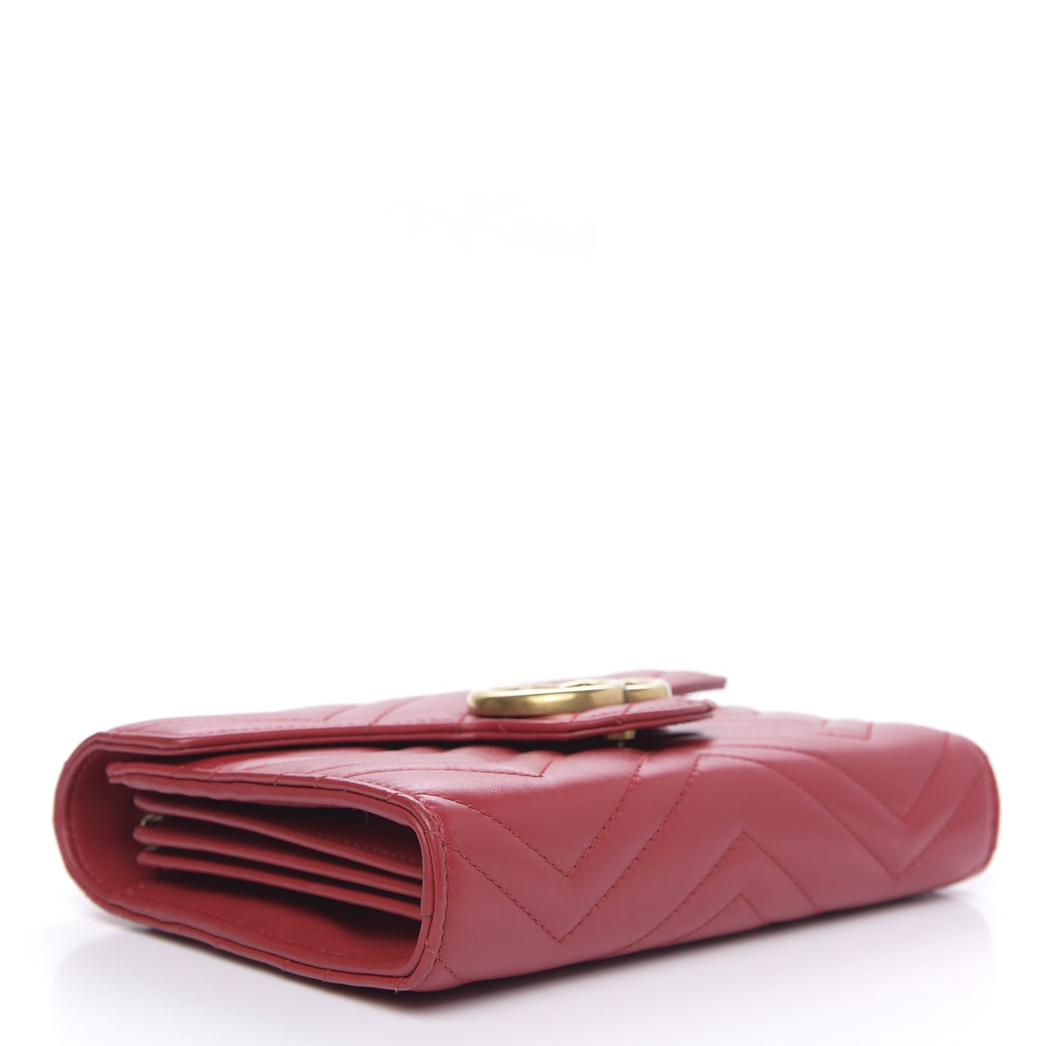 Gucci Calfskin Matelasse GG Marmont Chain Wallet Hibiscus Red 4 of 13