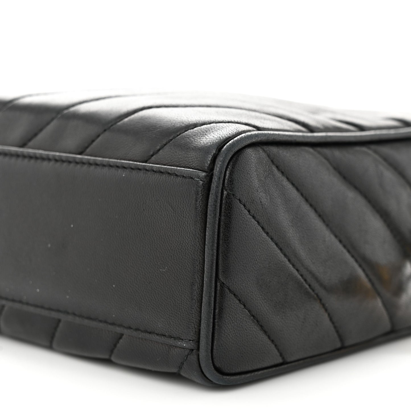 Lambskin Quilted Tassel Camera Case Black