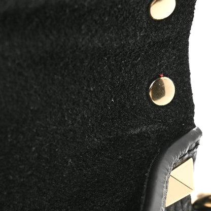 Valentino Garavani Pebbled Calfskin Medium Rockstud Envelope Flat Wristlet Pouch Black 7 of 8